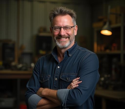 Director Jack O'Neill at fabrication workshop